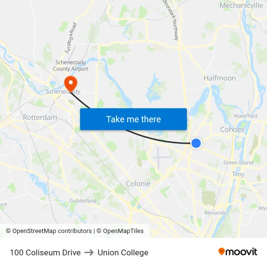 100 Coliseum Drive to Union College map