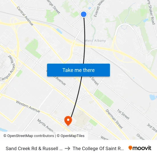 Sand Creek Rd & Russell Rd to The College Of Saint Rose map