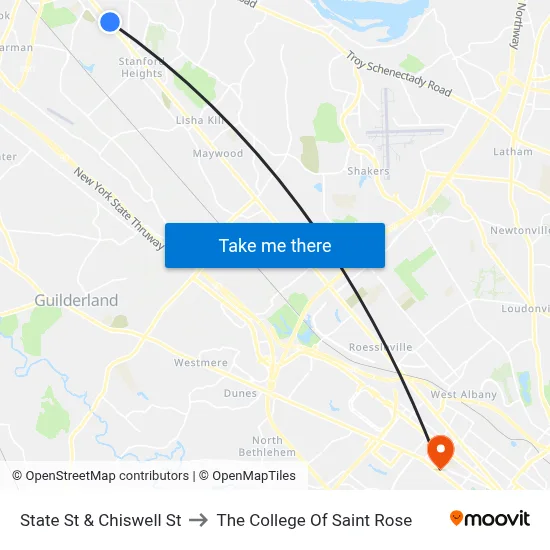 State St & Chiswell St to The College Of Saint Rose map