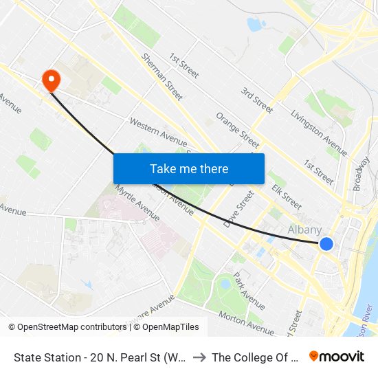 State Station - 20 N. Pearl St (Walgreens Shelter) to The College Of Saint Rose map