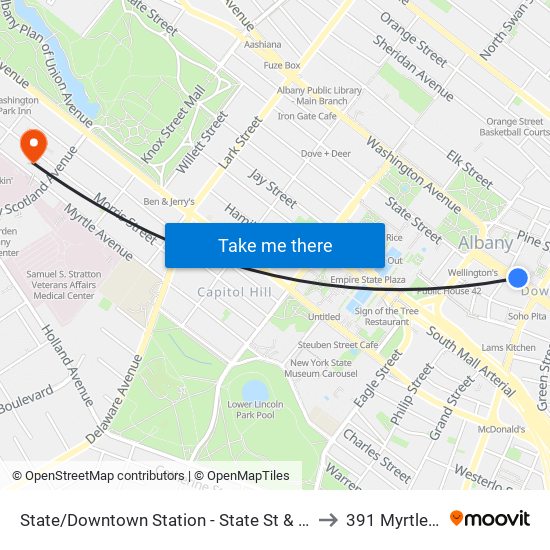 State/Downtown Station - State St & Lodge St to 391 Myrtle Ave map