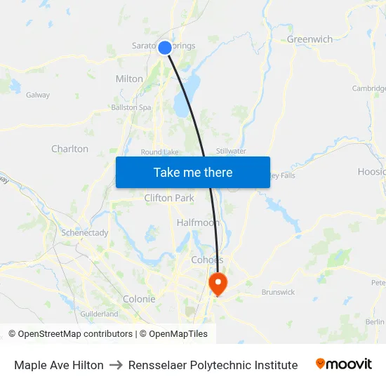 Maple Ave Hilton to Rensselaer Polytechnic Institute map