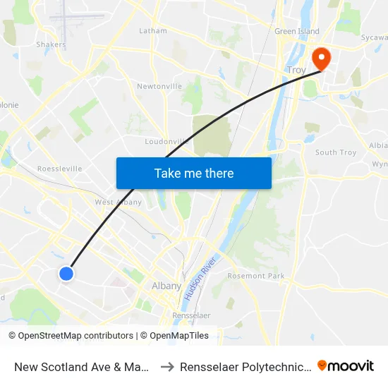 New Scotland Ave & Manning Blvd to Rensselaer Polytechnic Institute map