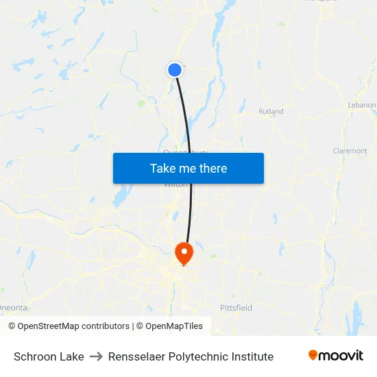 Schroon Lake to Rensselaer Polytechnic Institute map