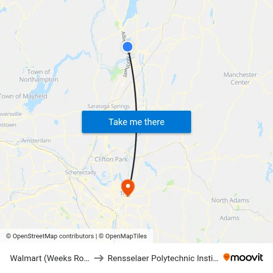 Walmart (Weeks Road) to Rensselaer Polytechnic Institute map