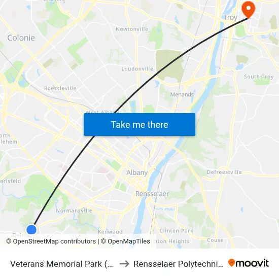 Veterans Memorial Park (Nature Bus) to Rensselaer Polytechnic Institute map