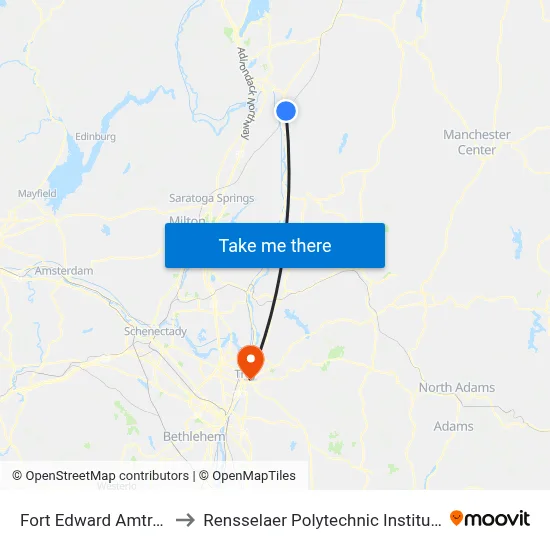 Fort Edward Amtrak to Rensselaer Polytechnic Institute map