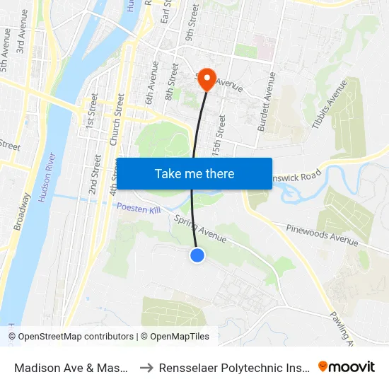 Madison Ave & Mason St to Rensselaer Polytechnic Institute map