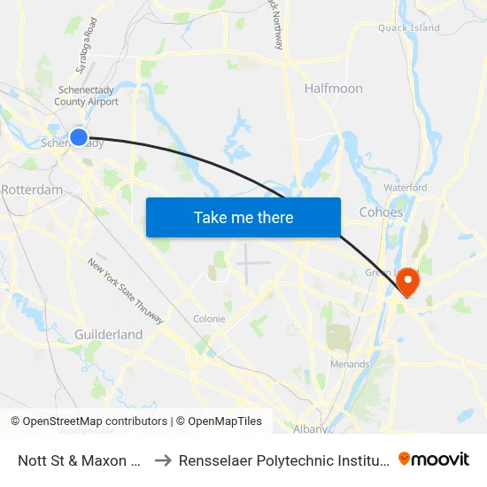 Nott St & Maxon Rd to Rensselaer Polytechnic Institute map