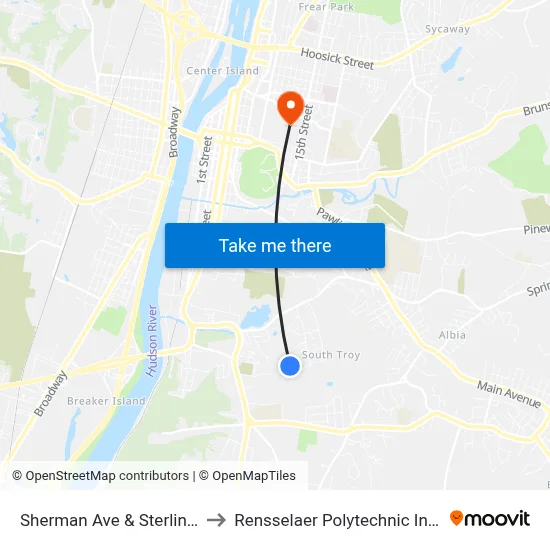 Sherman Ave & Sterling Ave to Rensselaer Polytechnic Institute map