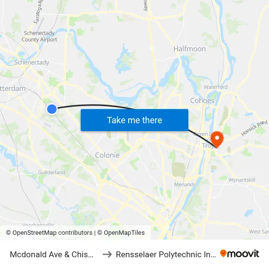 Mcdonald Ave & Chiswell Rd to Rensselaer Polytechnic Institute map