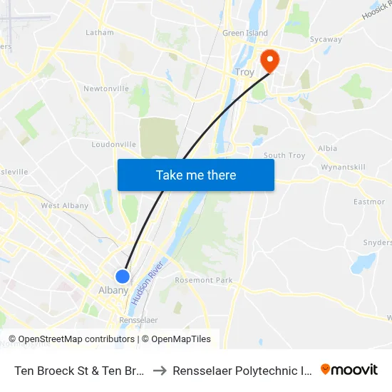 Ten Broeck St & Ten Broeck Pl to Rensselaer Polytechnic Institute map