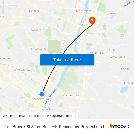 Ten Broeck St & Ten Broeck Pl to Rensselaer Polytechnic Institute map