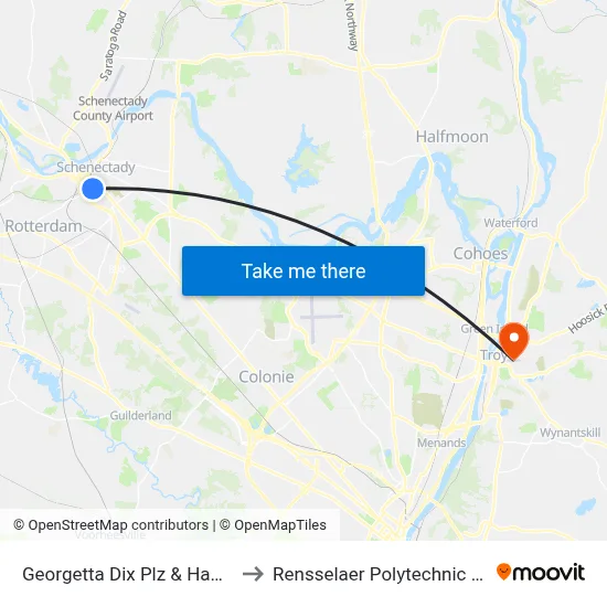 Georgetta Dix Plz & Hamilton St to Rensselaer Polytechnic Institute map