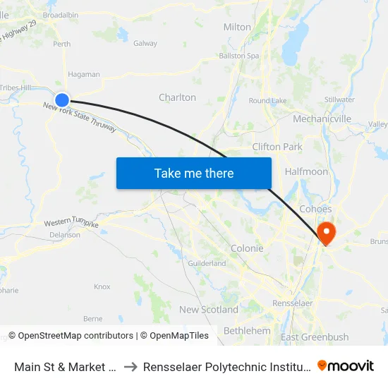 Main St & Market St to Rensselaer Polytechnic Institute map