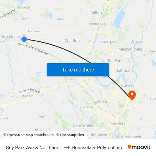 Guy Park Ave & Northampton Blvd to Rensselaer Polytechnic Institute map