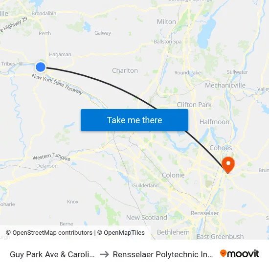 Guy Park Ave & Caroline St to Rensselaer Polytechnic Institute map
