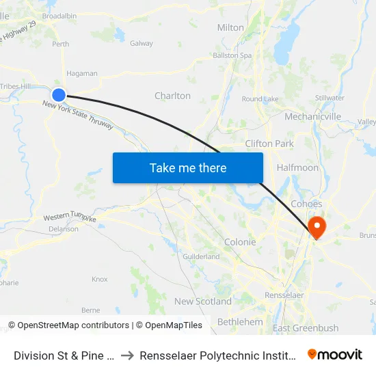 Division St & Pine St to Rensselaer Polytechnic Institute map