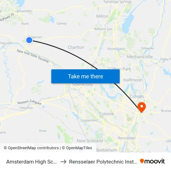Amsterdam High School to Rensselaer Polytechnic Institute map