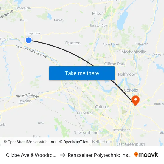 Clizbe Ave & Woodrow Rd to Rensselaer Polytechnic Institute map