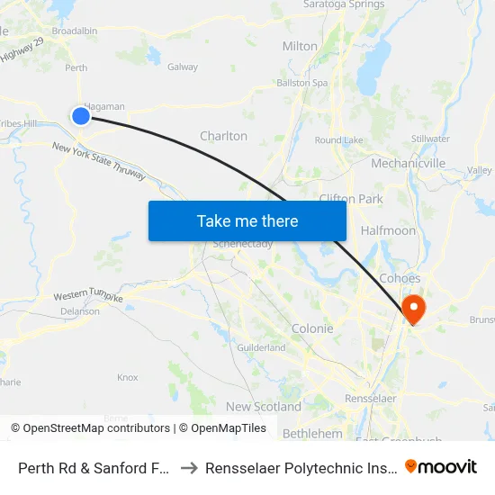 Perth Rd & Sanford Farms to Rensselaer Polytechnic Institute map