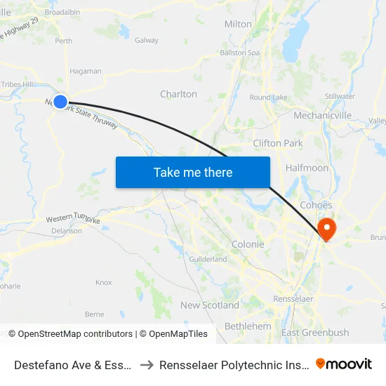Destefano Ave & Essex St to Rensselaer Polytechnic Institute map