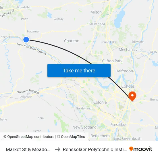 Market St & Meadow St to Rensselaer Polytechnic Institute map