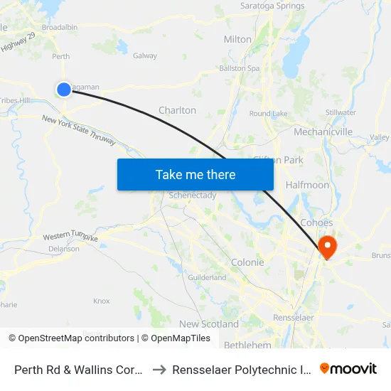 Perth Rd & Wallins Corners Rd to Rensselaer Polytechnic Institute map