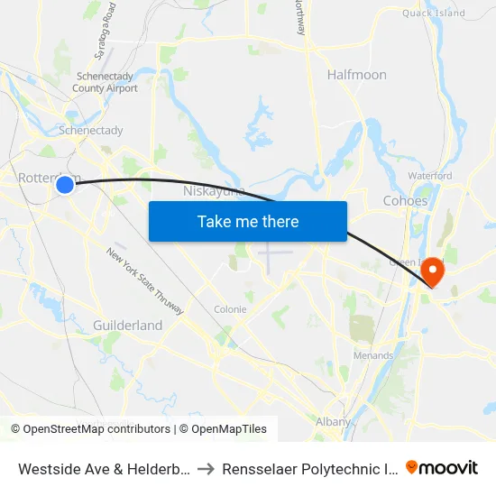 Westside Ave & Helderberg Ave to Rensselaer Polytechnic Institute map