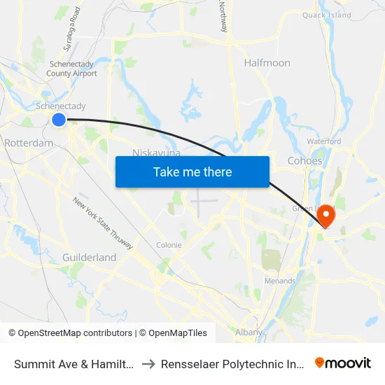 Summit Ave & Hamilton St to Rensselaer Polytechnic Institute map