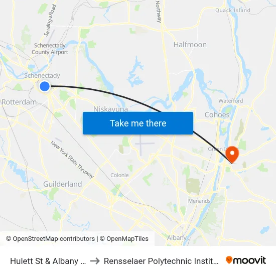 Hulett St & Albany St to Rensselaer Polytechnic Institute map