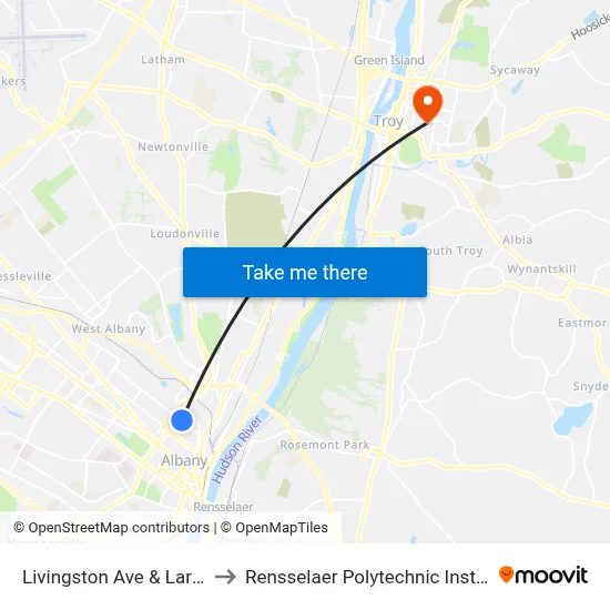 Livingston Ave & Lark St to Rensselaer Polytechnic Institute map