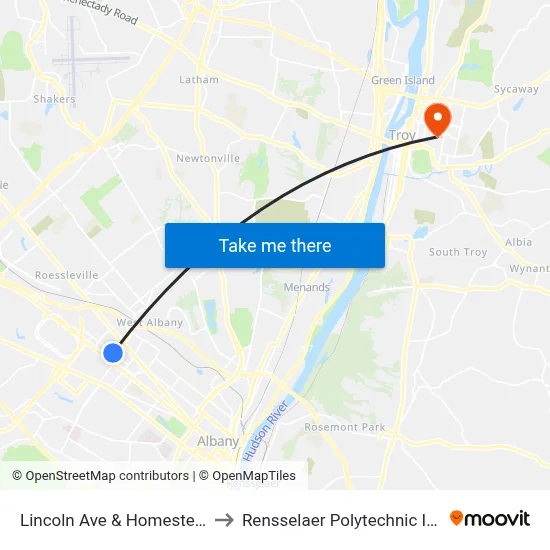 Lincoln Ave & Homestead Ave to Rensselaer Polytechnic Institute map