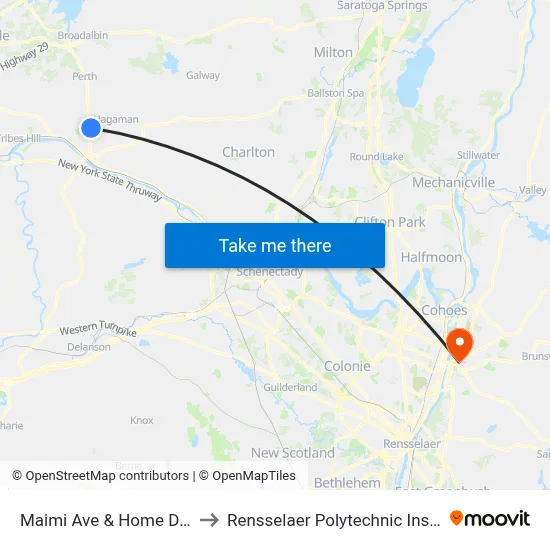 Maimi Ave & Home Depot to Rensselaer Polytechnic Institute map