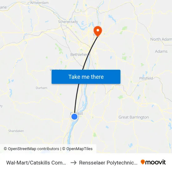 Wal-Mart/Catskills Common Area to Rensselaer Polytechnic Institute map