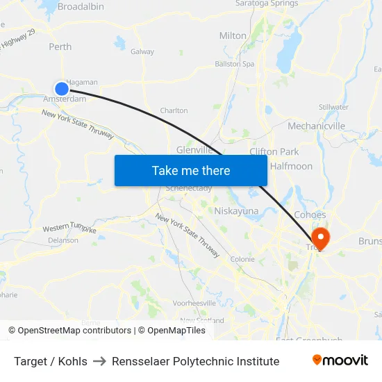 Target / Kohls to Rensselaer Polytechnic Institute map