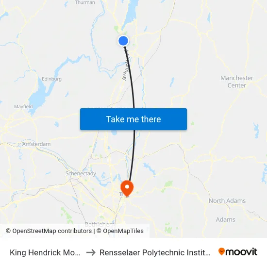 King Hendrick Motel to Rensselaer Polytechnic Institute map