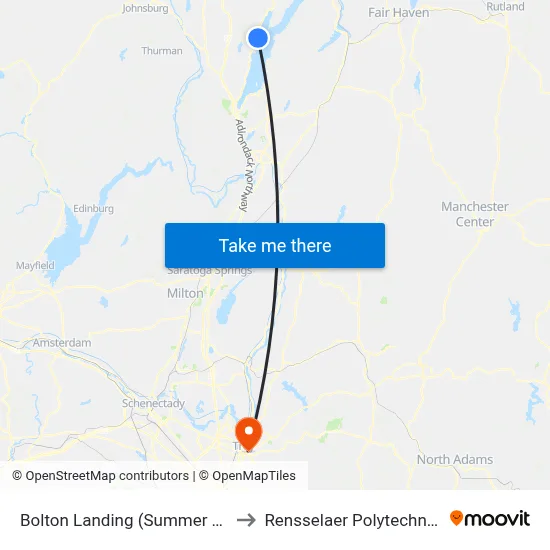 Bolton Landing (Summer Trolley Only) to Rensselaer Polytechnic Institute map