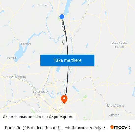 Route 9n @ Boulders Resort (Summer Trolley Only) to Rensselaer Polytechnic Institute map
