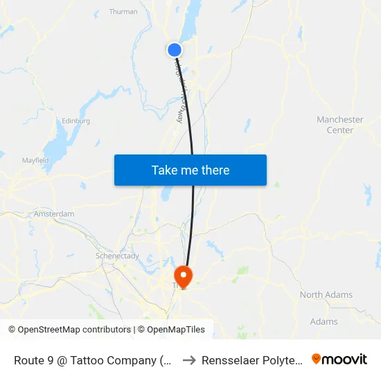 Route 9 @ Tattoo Company (Summer Trolley Only) to Rensselaer Polytechnic Institute map