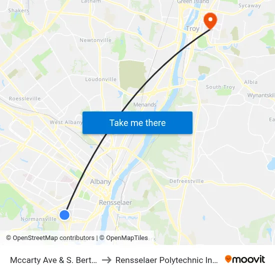 Mccarty Ave & S. Bertha St to Rensselaer Polytechnic Institute map