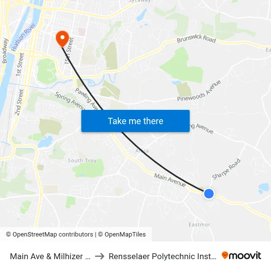 Main Ave & Milhizer Ave to Rensselaer Polytechnic Institute map