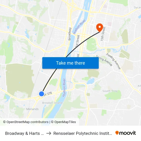 Broadway & Harts Ln to Rensselaer Polytechnic Institute map