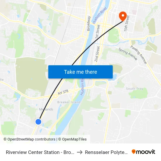 Riverview Center Station - Broadway & I-787 Exit 6 to Rensselaer Polytechnic Institute map