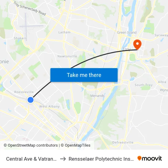 Central Ave & Vatrano Rd to Rensselaer Polytechnic Institute map