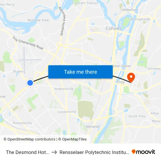 The Desmond Hotel to Rensselaer Polytechnic Institute map