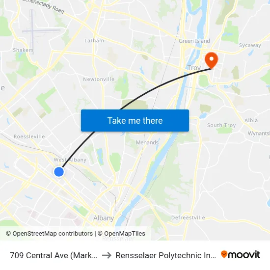 709 Central Ave (Market 32) to Rensselaer Polytechnic Institute map