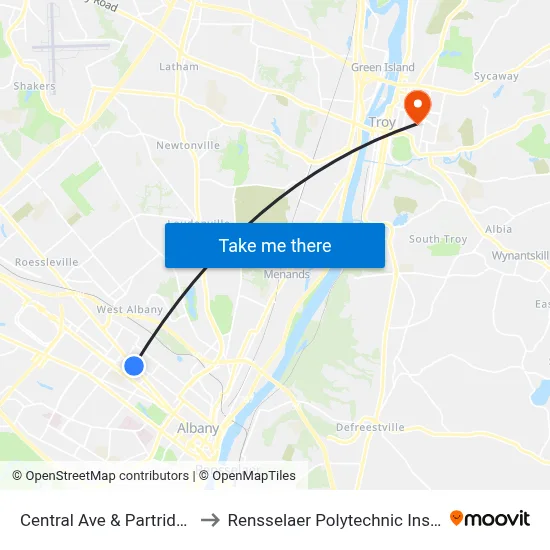 Central Ave & Partridge St to Rensselaer Polytechnic Institute map