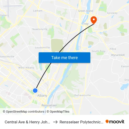 Central Ave & Henry Johnson Blvd to Rensselaer Polytechnic Institute map