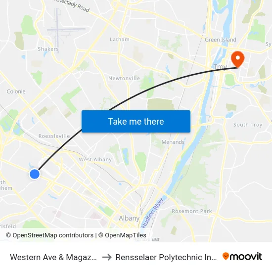 Western Ave & Magazine St to Rensselaer Polytechnic Institute map